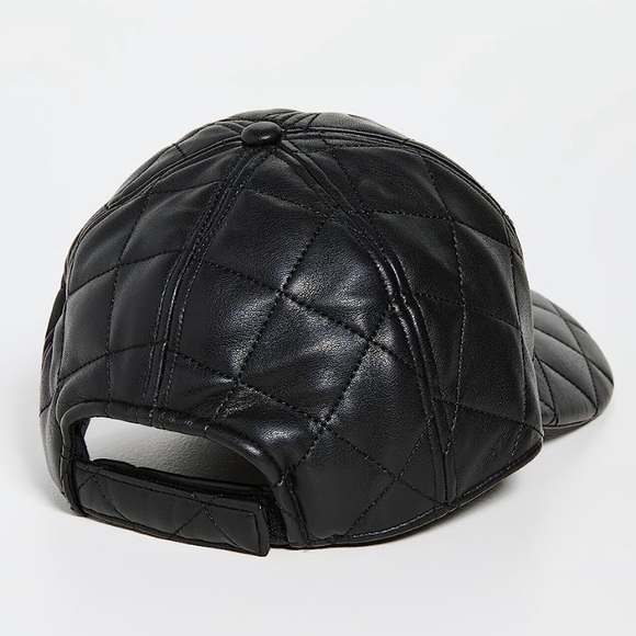 STAND STUDIO Black Faux Leather Quilted Cap - Picture 3 of 16